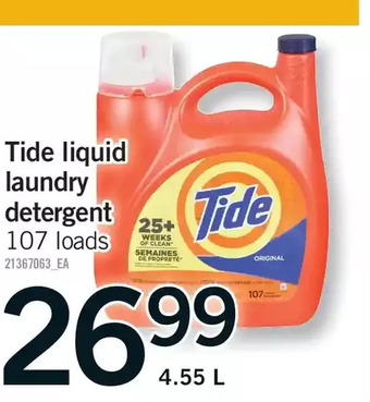 Fortinos Tide liquid laundry detergent offer