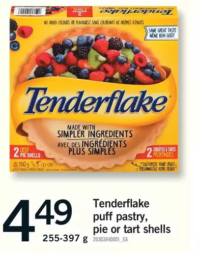 Fortinos Tenderflake puff pastry, pie or tart shells offer