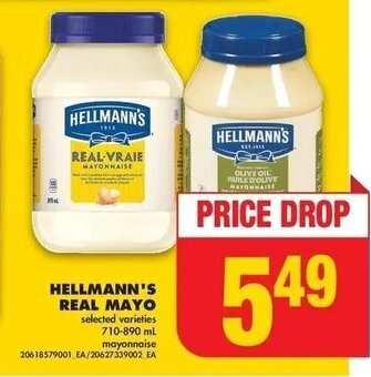 No Frills HELLMANN'S REAL MAYO 710 - 890 mL offer