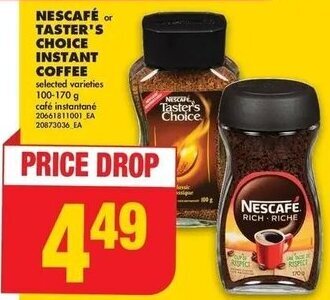 No Frills NESCAFÉ or TASTER'S CHOICE INSTANT COFFEE 100-170 g offer