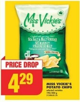No Frills MISS VICKIE'S POTATO CHIPS 190/200 g offer