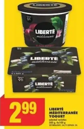 No Frills LIBERTÉ MEDITERRANÉE YOGURT 500 g , 4 x 100 g offer