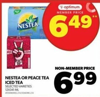 Real Canadian Superstore NESTEA OR PEACE TEA ICED TEA SELECTED VARIETIES 12X341 ML offer