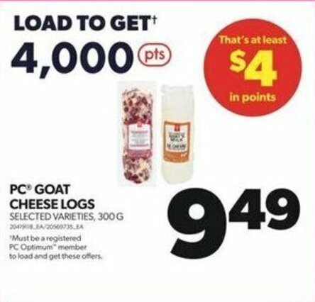 Real Canadian Superstore PC® GOAT CHEESE LOGS , 300 G offer
