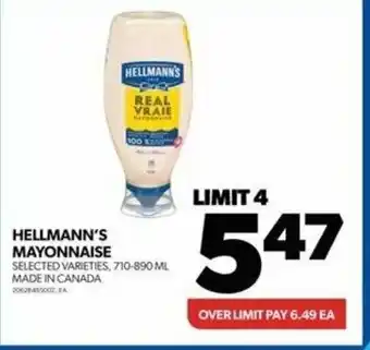 Real Canadian Superstore HELLMANN'S MAYONNAISE, 710-890 ML offer