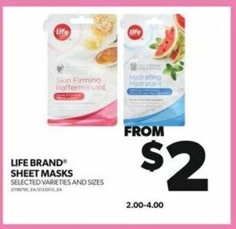 Real Canadian Superstore LIFE BRAND SHEET MASKS offer