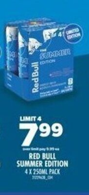 Real Canadian Superstore Red Bull SUMMER EDITION 4 x 250 ml pack offer