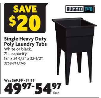 Home Hardware Single heavy duty poly laundry tubs offer