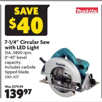 Home Hardware 7-1/4 circular saw with led light offer
