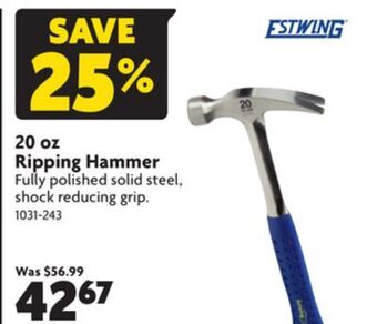Home Hardware 20 oz ripping hammer offer