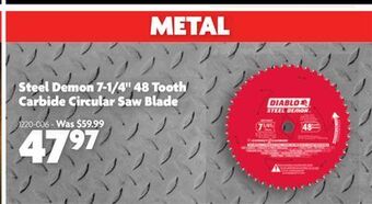 Home Hardware Steel demon 7-1/4 48 tooth carbide circular saw blade offer