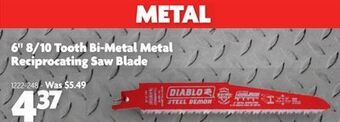 Home Hardware 6 8/10 tooth bi-metal metal reciprocating saw blade offer