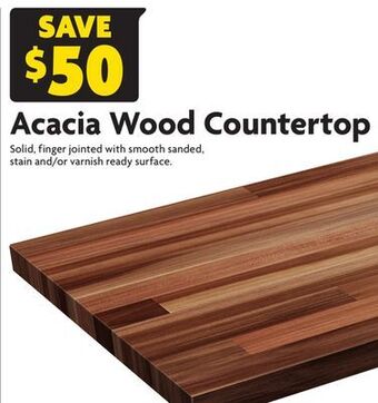 Home Hardware 72 x 25-1/2 x 1-1/2 acacia wood countertop offer