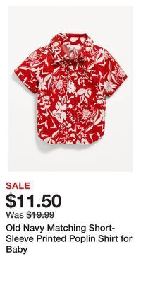 Old Navy Old navy matching short-sleeve printed poplin shirt for baby offer