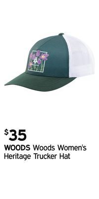 Atmosphere Woods women's heritage trucker hat offer