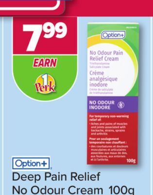 PharmaChoice Option+ deep pain relief no odour cream offer