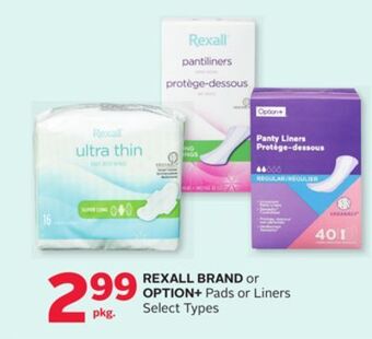 Rexall Rexall brand or option + pads or liners offer