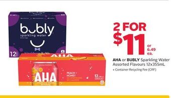 Rexall Aha or bubly sparkling water offer