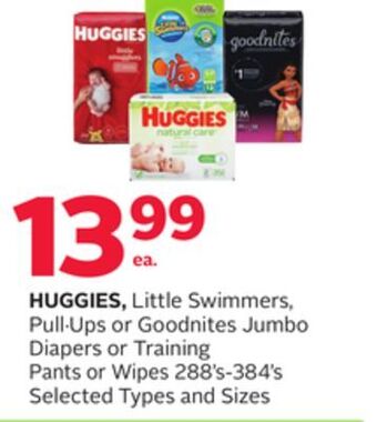 Rexall Huggies, little swimmers, pull. ups or goodnites jumbo diapers or training pants or wipes offer