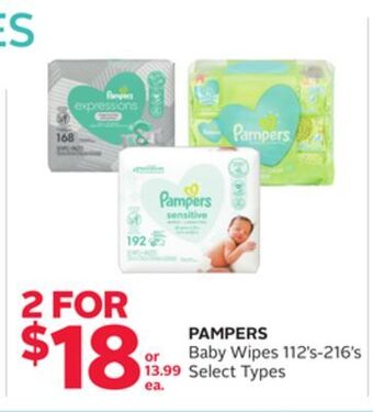Rexall Pampers baby wipes 112' s-216' s offer