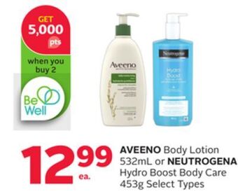 Rexall Aveeno body lotion 532ml or neutrogena hydro boost body care 453g offer