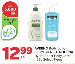 Rexall AVEENO Body Lotion 532mL NEUTROGENA Hydro Boost Body Care 453g offer