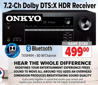 2001 Audio Video Onkyo 7.2-ch dolby dts:x hdr receiver offer