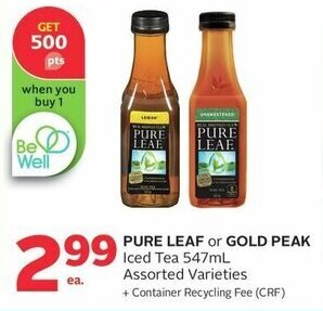 Rexall PURE LEAF or GOLD PEAK Iced Tea 547mL offer