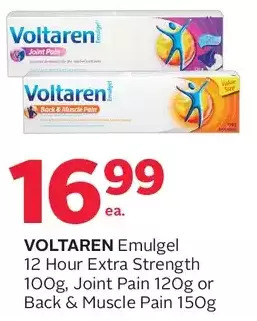 Rexall Voltaren emulgel 12 hour extra strength, joint pain or back & muscle pain offer