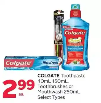 Rexall Colgate toothpaste, toothbrushes or mouthwash offer