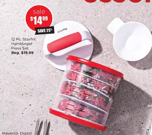 Kitchen Stuff Plus 12 pc. starfrit hamburger press set offer