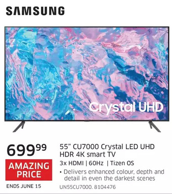 The Source Samsung 55 cu7000 crystal led uhd hdr 4k smart tv offer