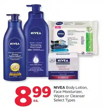 Rexall Nivea body lotion, face moisturizer, wipes or cleaner offer
