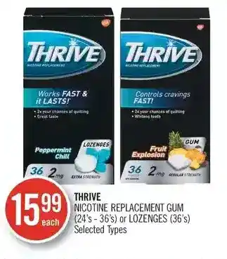 Shoppers Drug Mart Thrive nicotine replacement gum or lozenges offer