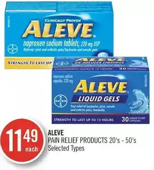 Shoppers Drug Mart Aleve pain relief products offer
