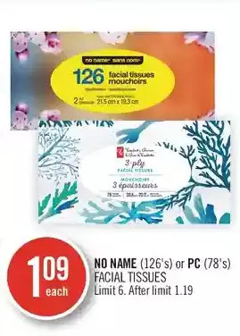 Shoppers Drug Mart No name or pc facial tissue offer