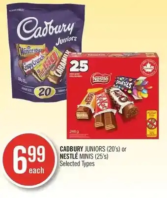 Shoppers Drug Mart Cadbury juniors or nestle minis offer