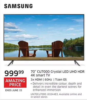 The Source Samsung 70 cu7000 crystal led uhd hdr 4k smart tv offer