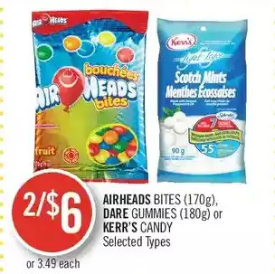 Shoppers Drug Mart Airheads bites, dare gummies or kerr's candy offer