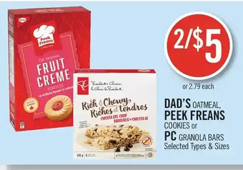 Shoppers Drug Mart Dad's oatmeal, peek freans cookies or pc granola bars offer