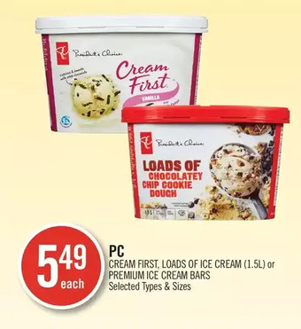 Shoppers Drug Mart Pc cream first, loads of ice cream or premium ice cream bars offer