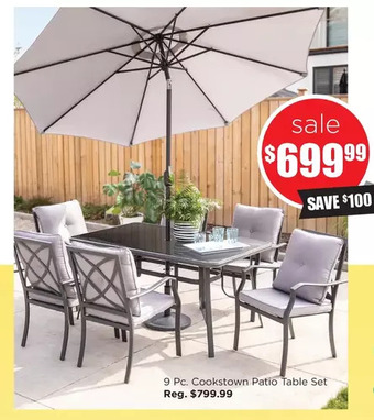 Kitchen Stuff Plus 9 pc. cookstown patio table set offer