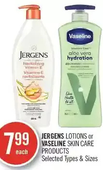 Shoppers Drug Mart Jergens lotions or vaseline skin care products offer
