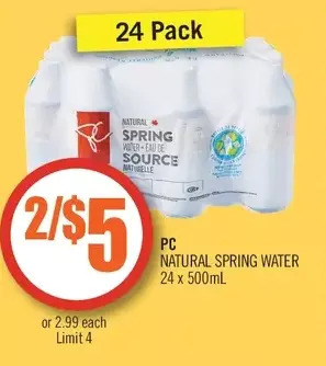 Shoppers Drug Mart Pc natural spring water offer