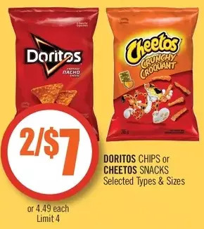 Shoppers Drug Mart Doritos chips or cheetos snacks offer