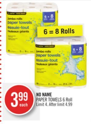 Shoppers Drug Mart No name paper towels offer