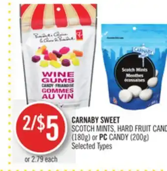 Shoppers Drug Mart Carnaby sweet scotch mints, hard fruit cand (180g) or pc candy (200g) offer