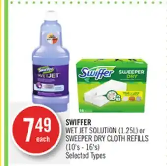 Shoppers Drug Mart Swiffer wet jet solution (1.25l) or sweeper dry cloth refills offer