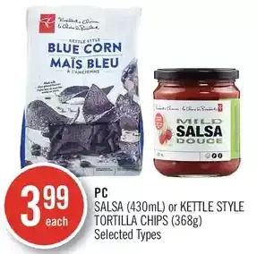 Shoppers Drug Mart Pc salsa or kettle style tortilla chips offer