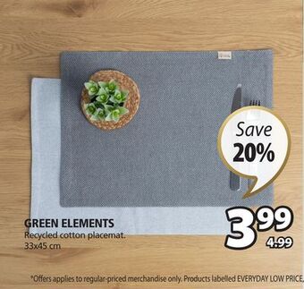 JYSK Green elements recycled cotton placemat offer
